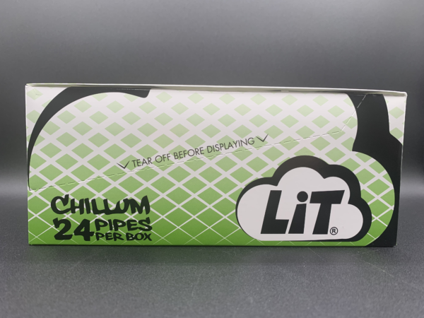 Lit Chillum Glass Pipes 24-Pack Display Side Unopened