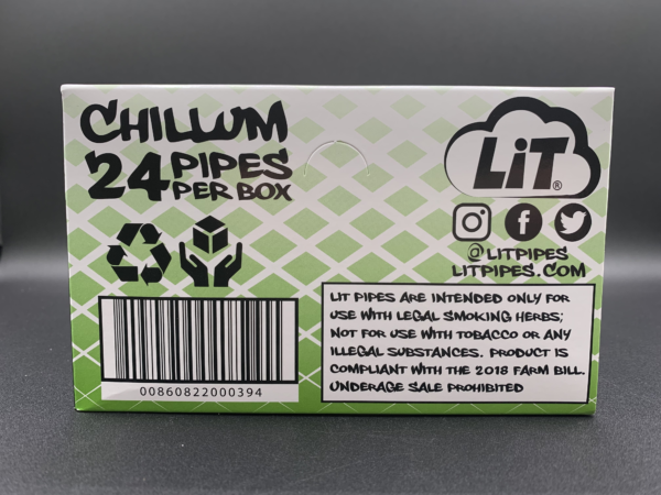 Lit Chillum Glass Pipes 24-Pack Display Back