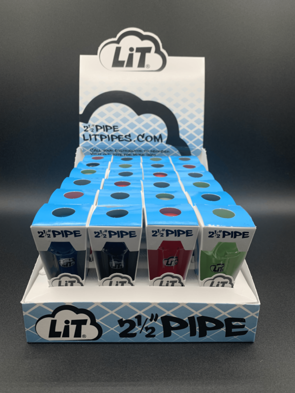 2.5" Lit Glass Pipes Display 24pk