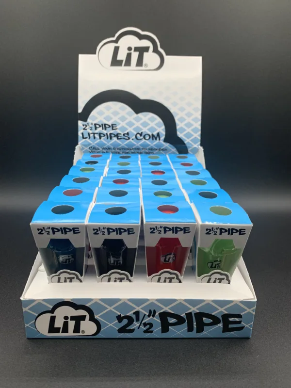 2.5" Lit Glass Pipes Display 24pk