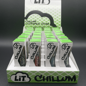 Lit Chillum Glass Pipes 24-Pack Display