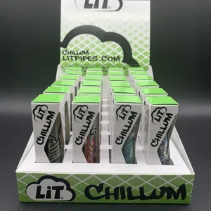 Lit Chillum Glass Pipes 24-Pack Display